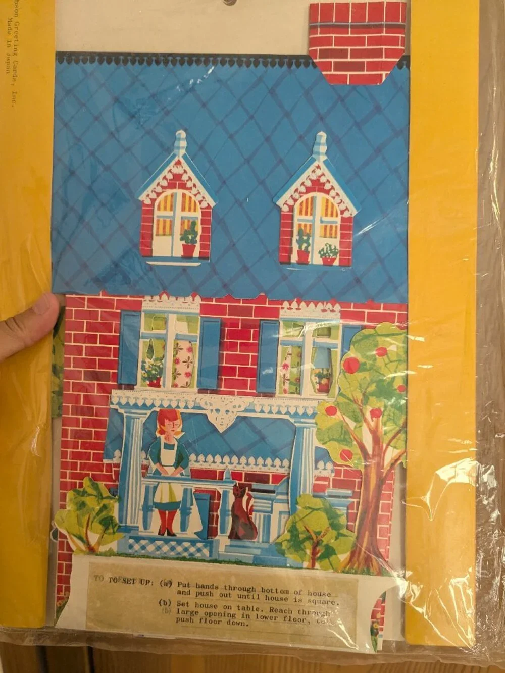 New VTG Pop Up Dollhouse Cardboard Decor Party Playroom Gibson Centerpiece
